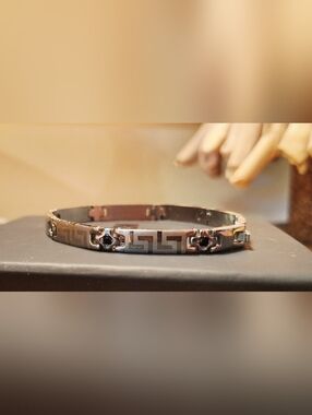 Italgem Greek Key Gem  Stainless Steel Bracelet